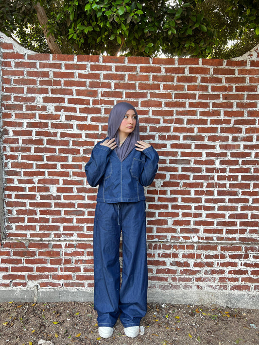 indigo denim suit